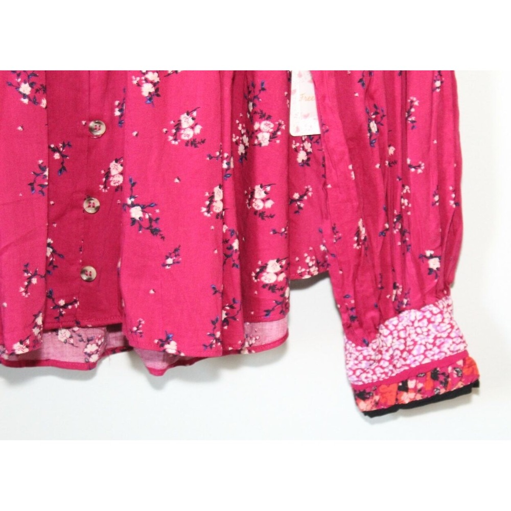 NWT Free People Paloma Floral Button Peasant Top Berry Combo Small Cottagecore - Picture 5 of 13